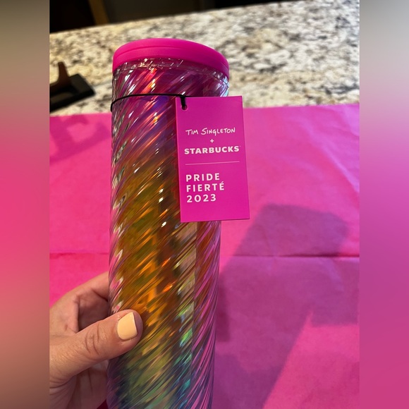 NEW 2023 Starbucks x Tim Singleton Spiral Rainbow Swirl Travel Tumbler 16oz - Picture 3 of 9
